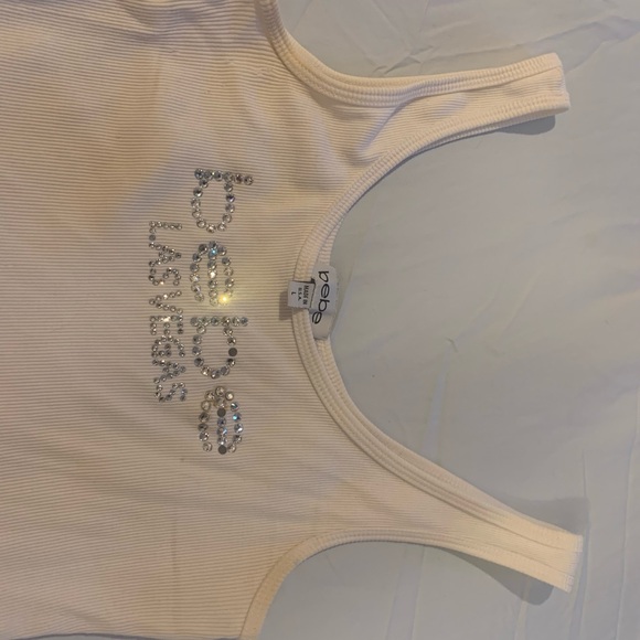 BEBE LAS VEGAS cotton tank shirt with stones  , size Large - Picture 4 of 4